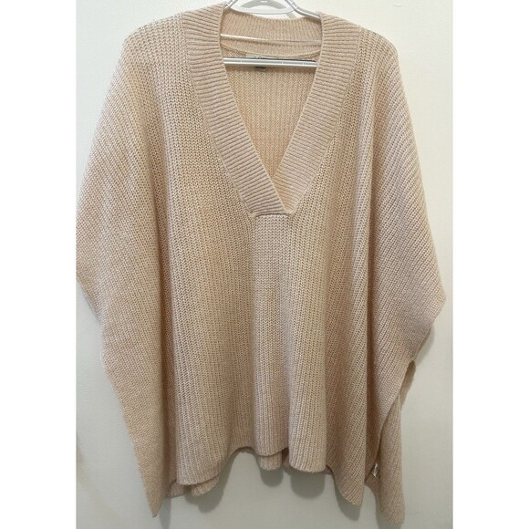 LOFT Oversized Knit Poncho Sweater – XS/S – Beige – V-Neck – Acrylic - Picture 1 of 6